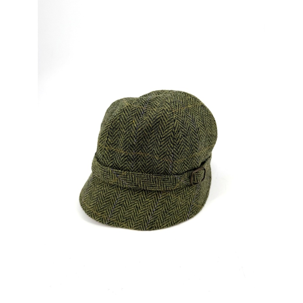 Mucros Weavers Ireland Women Green Wool Tweed Herringbone Flapper Cloche Hat M - Picture 2 of 10